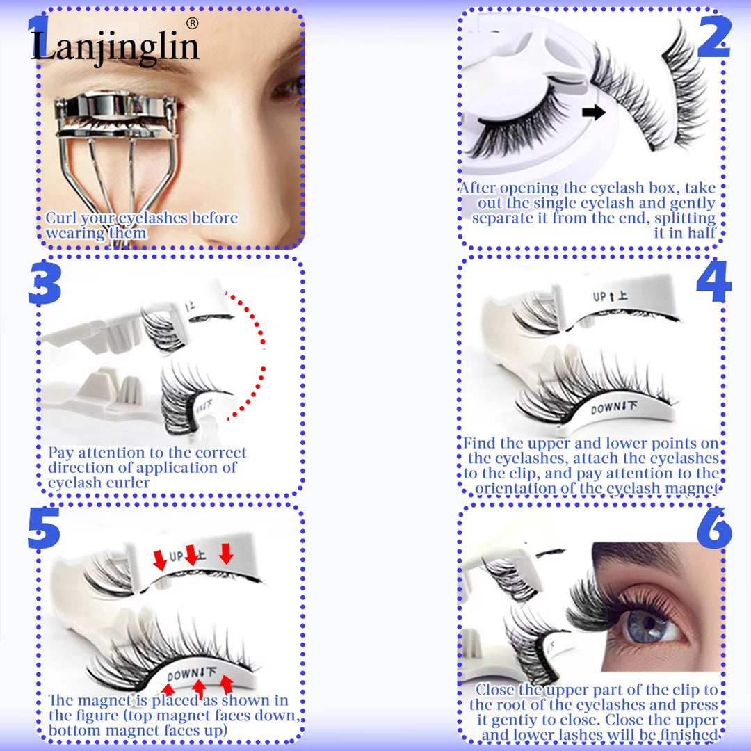 Reusable Magnetic False Eyelashes Tweezer Set Natural Mink Lash No Glue Needed Lashes Magnetic Lashes Makeup Tool