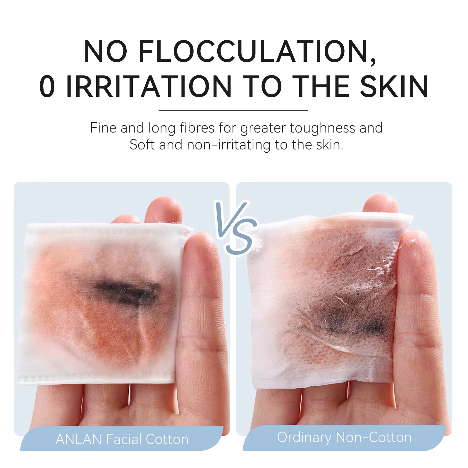 ANLAN 150Pcs Extra Thick Facial Cotton Pad 75*75Mm Disposable Double-Side 3 Layer Soft Makeup Remover Pads