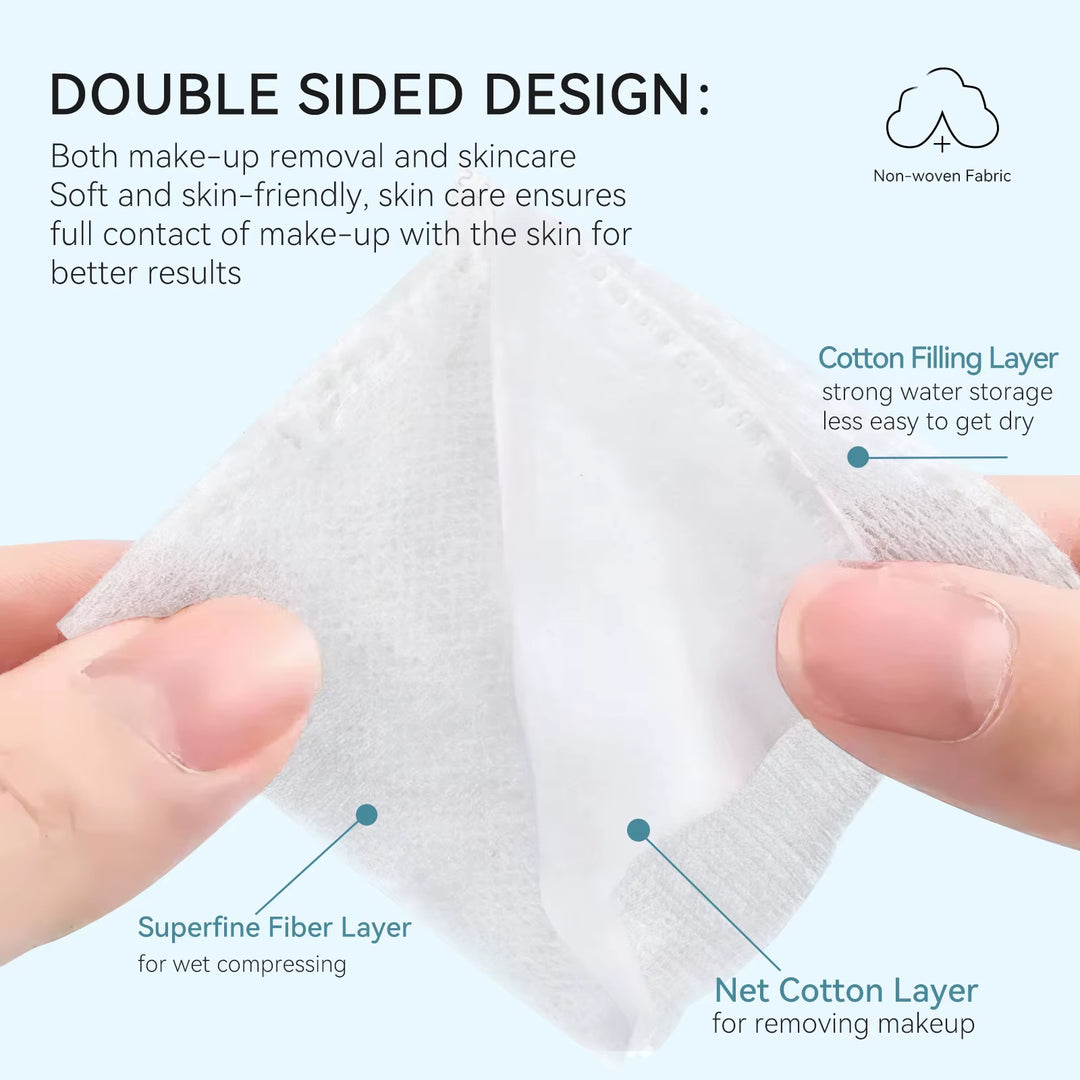 ANLAN 150Pcs Extra Thick Facial Cotton Pad 75*75Mm Disposable Double-Side 3 Layer Soft Makeup Remover Pads
