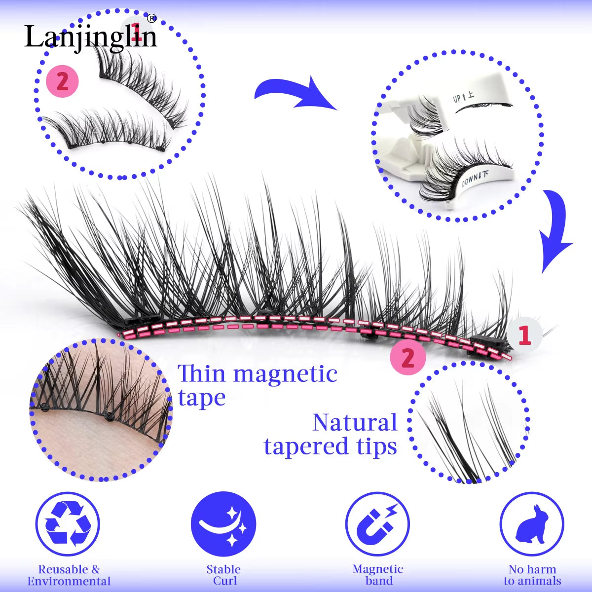 Reusable Magnetic False Eyelashes Tweezer Set Natural Mink Lash No Glue Needed Lashes Magnetic Lashes Makeup Tool