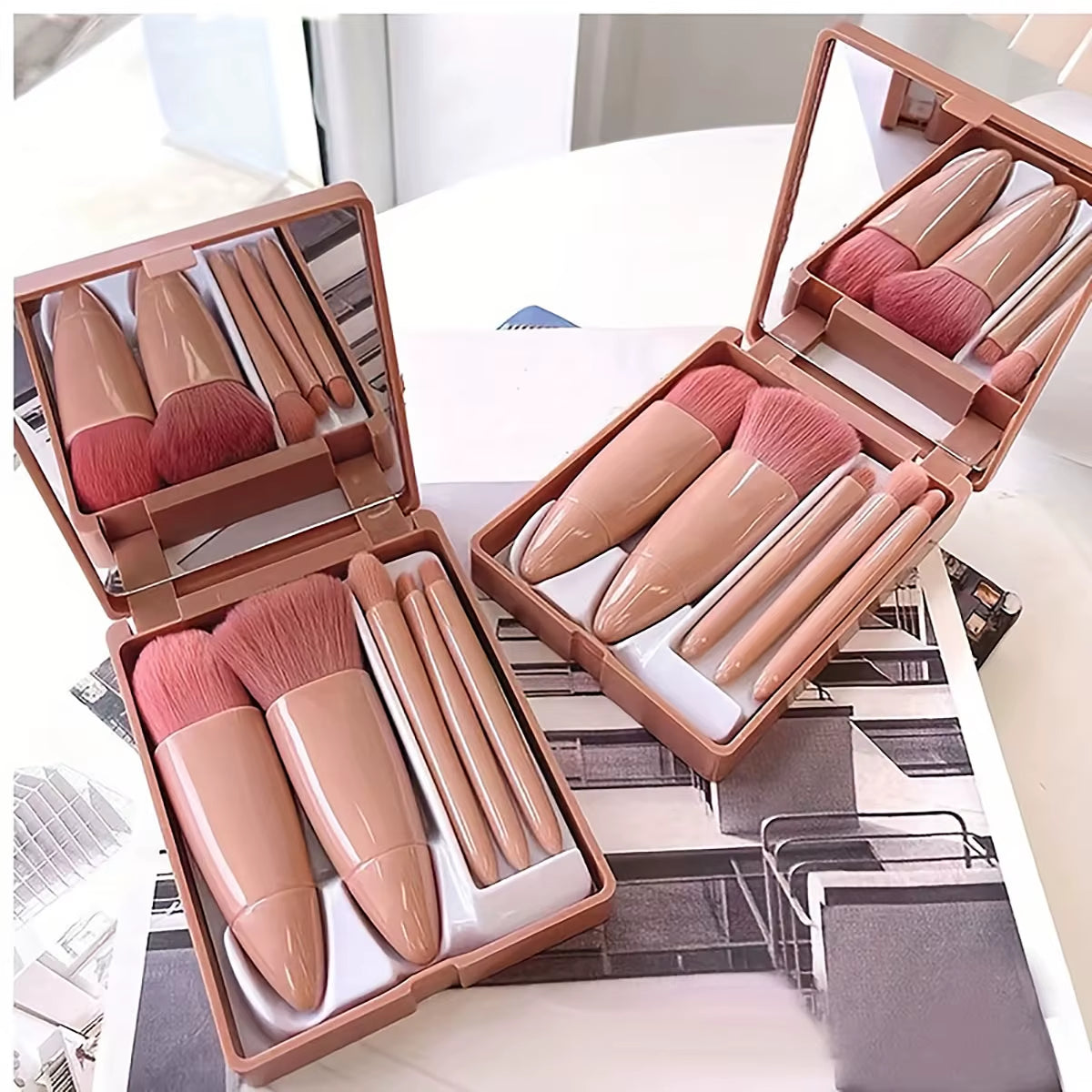 Portable Makeup Brush with Mirror