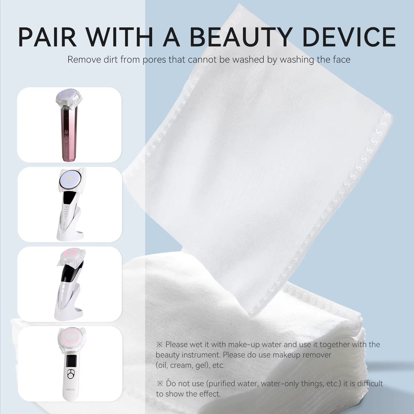 ANLAN 150Pcs Extra Thick Facial Cotton Pad 75*75Mm Disposable Double-Side 3 Layer Soft Makeup Remover Pads